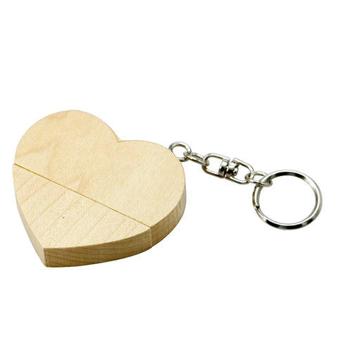 Clé usb coeur bois clair