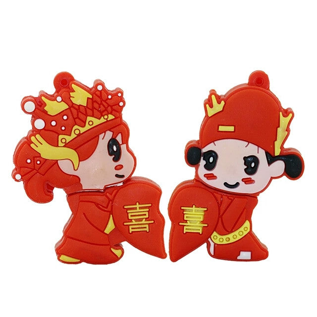 Clé usb Personnages asiatiques coeur