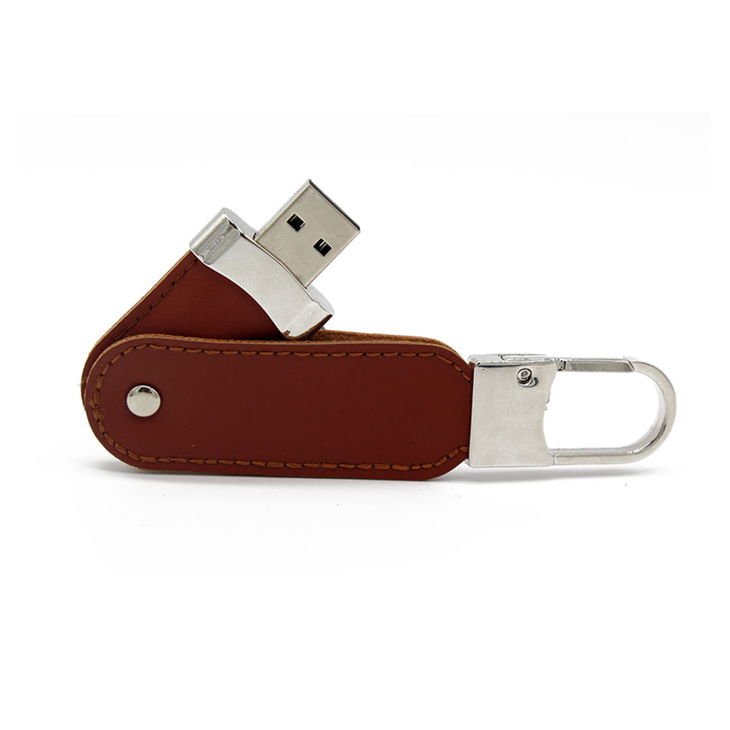 Clé usb Etui rotatif similicuir brun