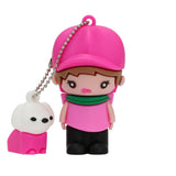 Clé usb fille avec son chien