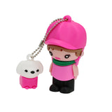 Clé usb fille avec son chien