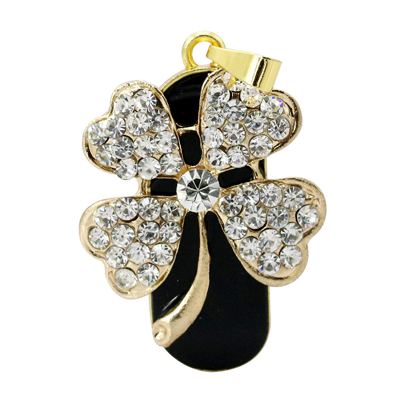 Clé usb Trèfles à quatres feuilles strass blanc