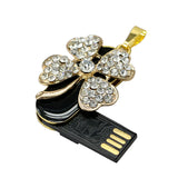 Clé usb Trèfles à quatres feuilles strass blanc
