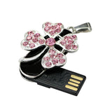 Clé usb Trèfles à quatres feuilles strass rose