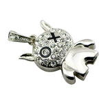 Clé usb Chat argenté strass rond croix