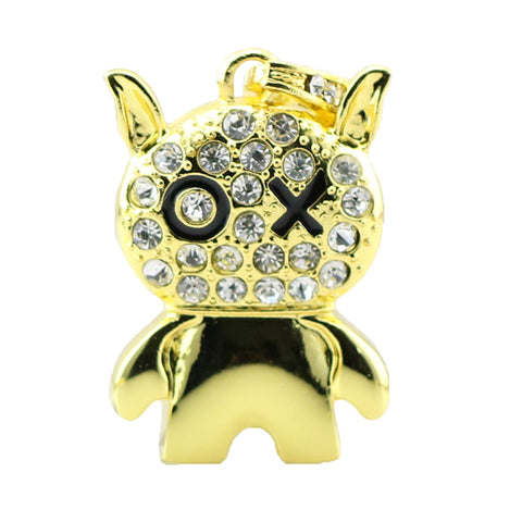 Clé usb Chat doré strass rond croix