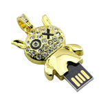 Clé usb Chat doré strass rond croix