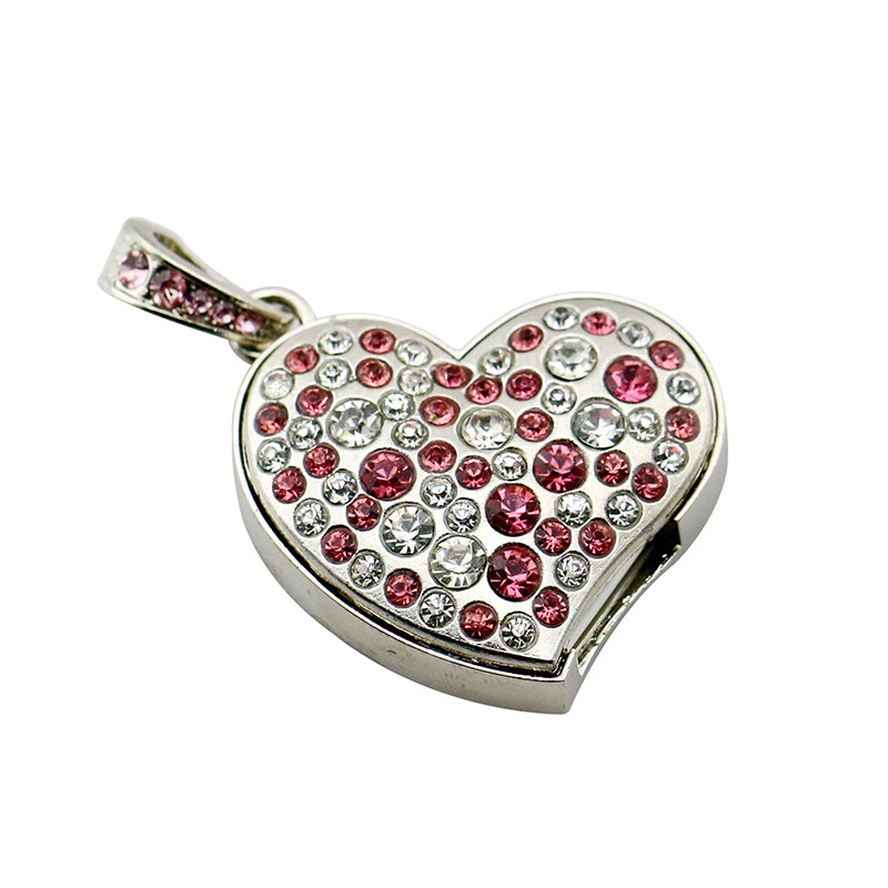 Clé usb Coeur rouge gris strass