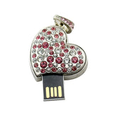 Clé usb Coeur rouge gris strass