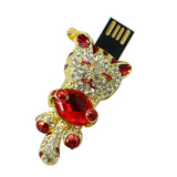 Clé usb Chat doré strass rouge