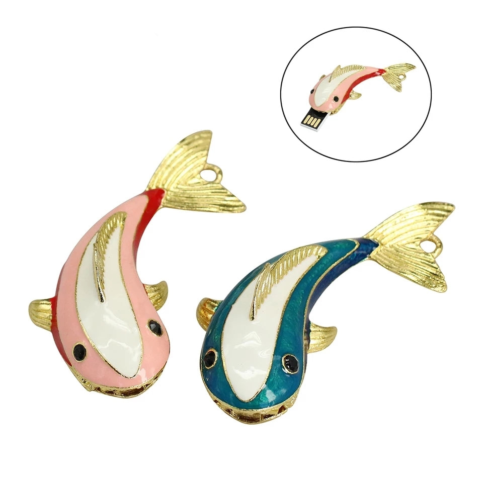 Clé usb Poisson acier rose